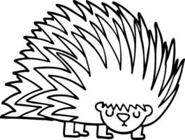 line drawing cartoon spiky hedgehog vector