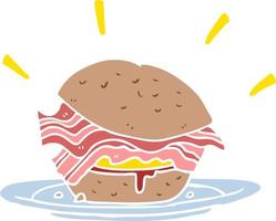 flat color style cartoon bacon sandwich vector