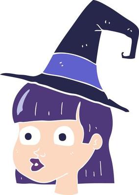flat color illustration of witch