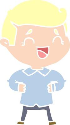 flat color style cartoon laughing man