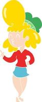 flat color style cartoon woman with big hair vector