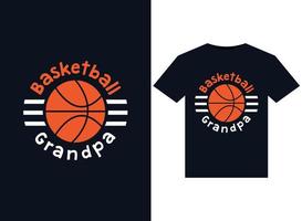 Basketball Grandpa illustrations for the print-ready T-Shirts design vector