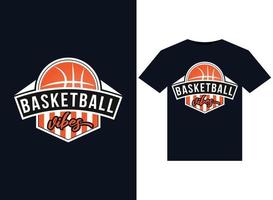 ilustraciones de vibraciones de baloncesto para el diseño de camisetas listas para imprimir vector