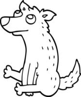 perro de dibujos animados de dibujo lineal sentado vector