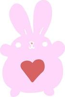 cute flat color style cartoon rabbit with love heart vector