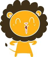 laughing lion flat color style cartoon vector