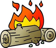 cartoon doodle burning logs vector