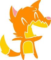 laughing fox flat color style cartoon vector