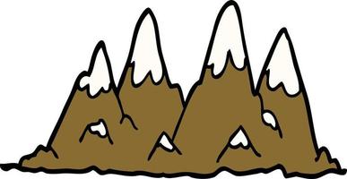 cartoon doodle mountain range vector