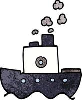 barco de vapor de garabato de dibujos animados vector
