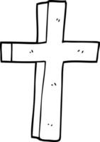 line drawing cartoon wooden cross vector