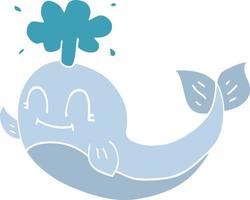 cartoon doodle of a happy whale vector