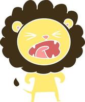 flat color style cartoon angry lion vector