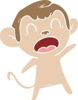 shouting flat color style cartoon monkey vector