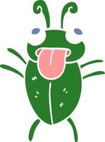 funny flat color style cartoon bug vector