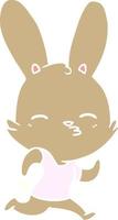 flat color style cartoon running rabbit vector