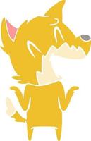 laughing fox flat color style cartoon vector