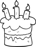line drawing cartoon birthday cake vector