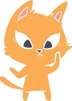 confused flat color style cartoon cat vector