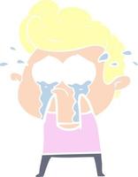 flat color style cartoon crying man vector