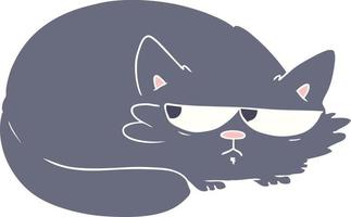gato sospechoso de dibujos animados de estilo de color plano vector