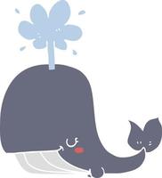 flat color style cartoon whale vector