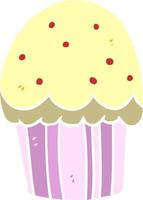 flat color style cartoon cupcake vector