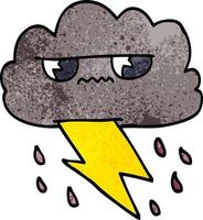 cartoon doodle angry storm cloud vector