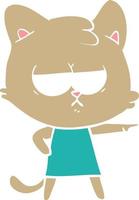 bored flat color style cartoon cat pointing vector