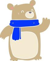 flat color style cartoon bear wearing scarf vector