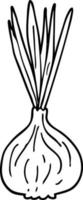 dibujos animados de dibujo lineal brotando cebolla vector