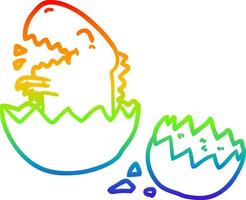 rainbow gradient line drawing dinosaur hatching from egg vector