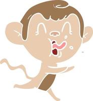 crazy flat color style cartoon monkey vector