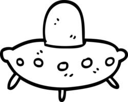 line drawing cartoon alien spaceship vector