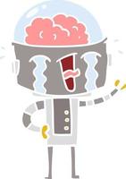 flat color style cartoon crying robot vector