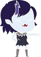 flat color style cartoon vampire girl pointing and laughing vector