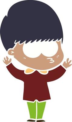 nervous flat color style cartoon boy