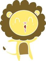 laughing lion flat color style cartoon vector