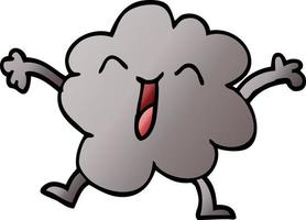 cartoon doodle happy grey cloud vector