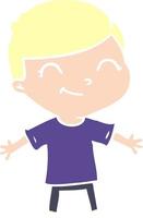 flat color style cartoon boy smiling vector