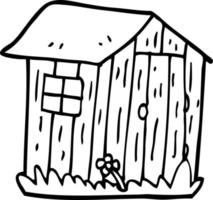 line drawing cartoon wood shed vector