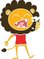 flat color style cartoon roaring lion vector