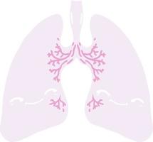 pulmones de dibujos animados de estilo de color plano vector