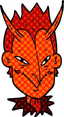 cartoon doodle devil face