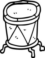 line drawing cartoon drum on stand vector
