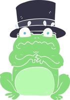 flat color illustration of a cartoon wealthy toad vector