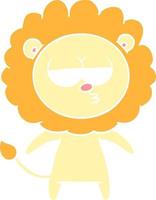 flat color style cartoon bored lion vector