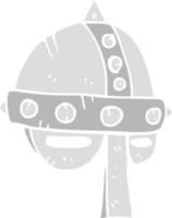 flat color illustration of a cartoon medieval helmet vector