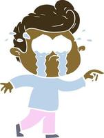 flat color style cartoon crying man vector