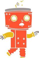 robot de dibujos animados de estilo de color plano apuntando vector